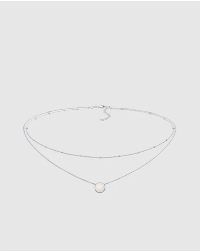 Elli Jewelry - Opal Choker Necklace in 925 Silver