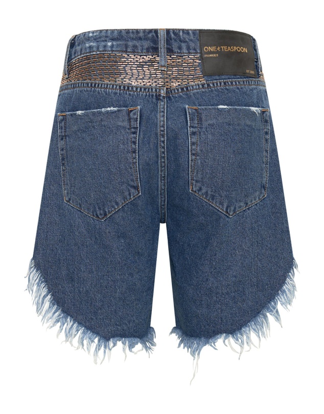 ONE TEASPOON - Gold Mine Frankies Long Length Denim Shorts