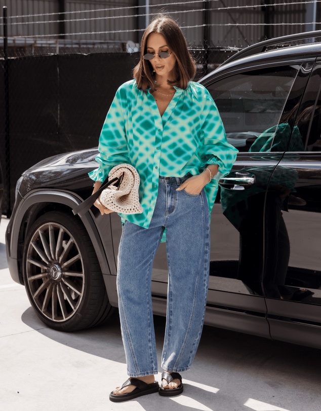 ALEXANDRA - Meeka Blouse Emerald Crosshatch