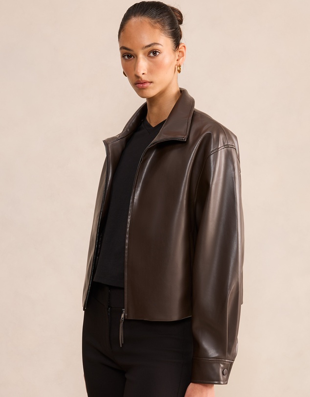 Forever New - Lainey Faux Leather Funnel Neck Jacket
