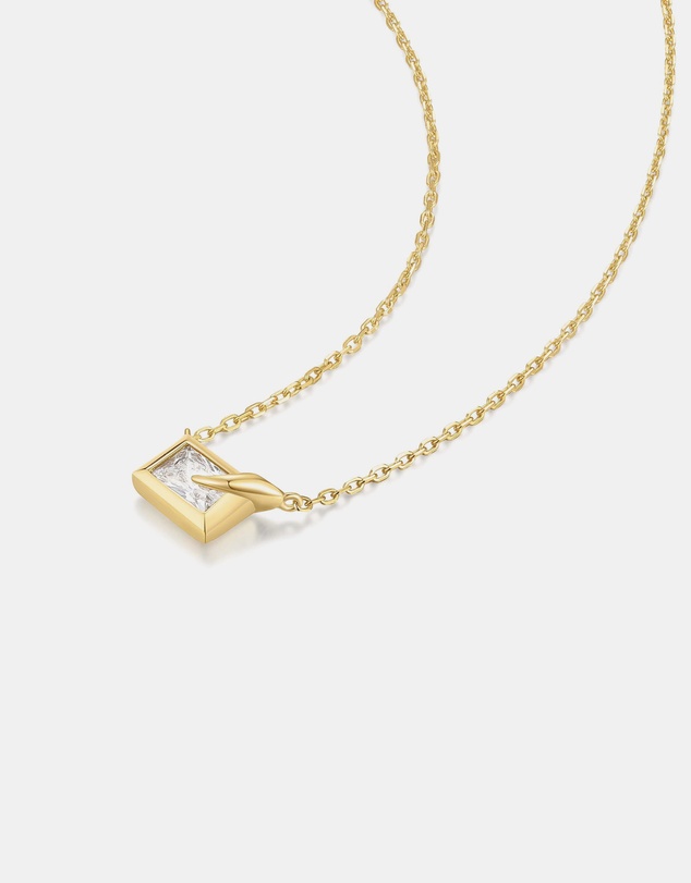 Ania Haie - Gold Sparkling Bezel-Set Cube Necklace