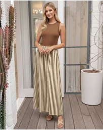 Esther & Co - Ariala Dress - Toffee Stripe