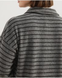 Atmos&Here Curvy - Mirabel Long Sleeve Jersey Polo Top