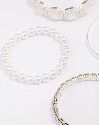 Lovisa - Silver Pearl Stretch Bracelet 5-Pack