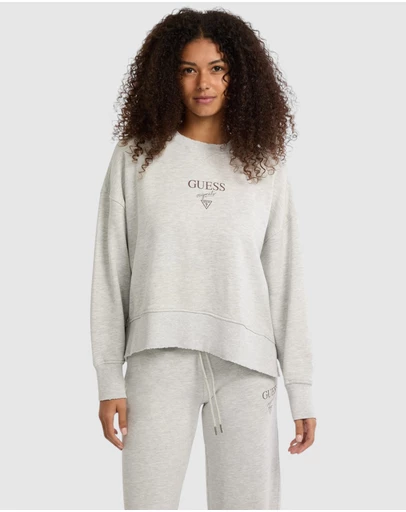 GUESS Originals - GUESS Originals Distressed Baker Crewneck Fleece Sweatshirt