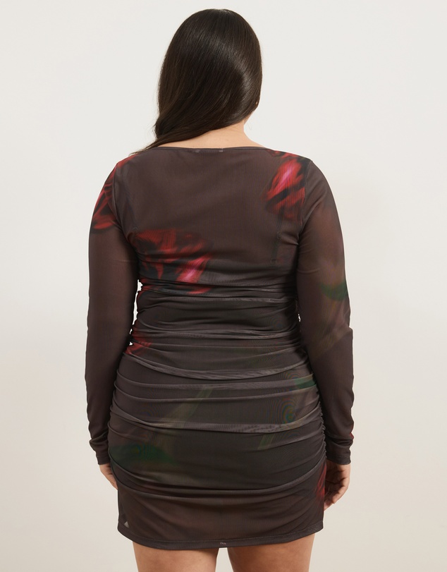 Atmos&Here Curvy - Elsa Long Sleeve Mesh Mini Dress