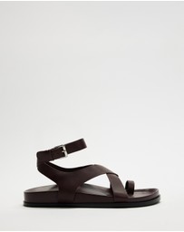 AERE - Leather Crossover Footbed Sandals