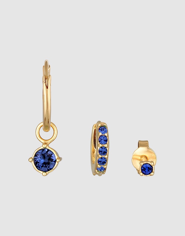 Elli Jewelry - Crystal Earring Set in Gold-Plated 925 Silver