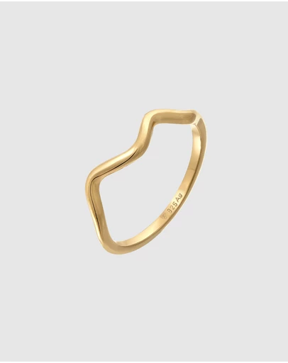 Elli Jewelry - Wave Band Ring in Gold-Plated 925 Silver