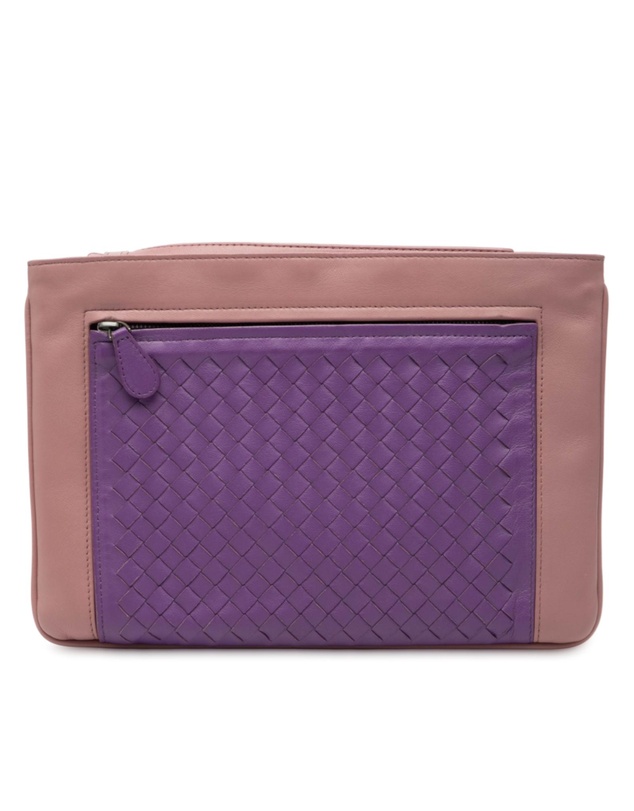 Pre-Loved by Azura Reborn - Pre-Loved Bicolor Nappa Intrecciato Wristlet Clutch