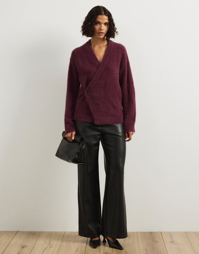 Atmos&Here - Cara Asymmetric Buttoned Knit Cardigan