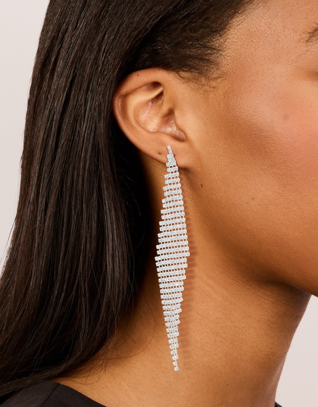 Lovisa - Silver Diamante Diamond Shaped Drop Earrings
