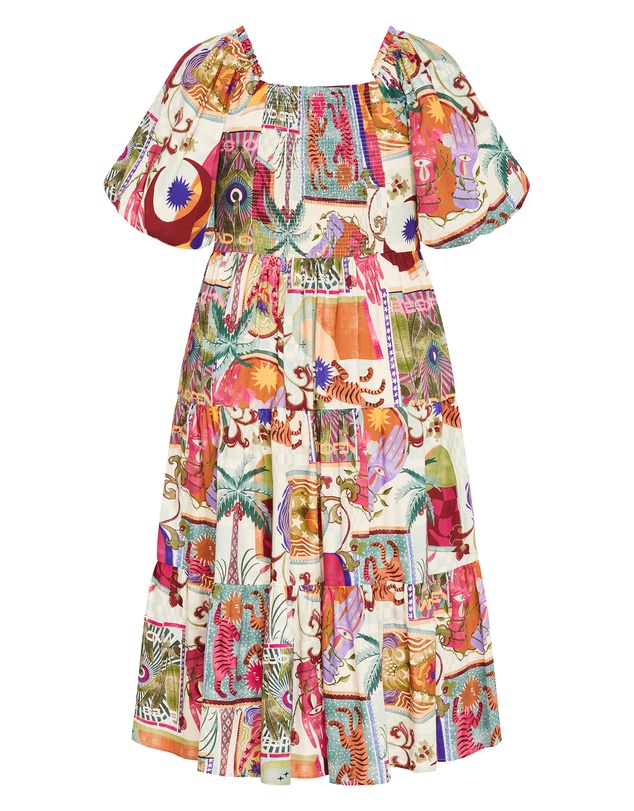 City Chic - Simona Print Puff Sleeve Dress