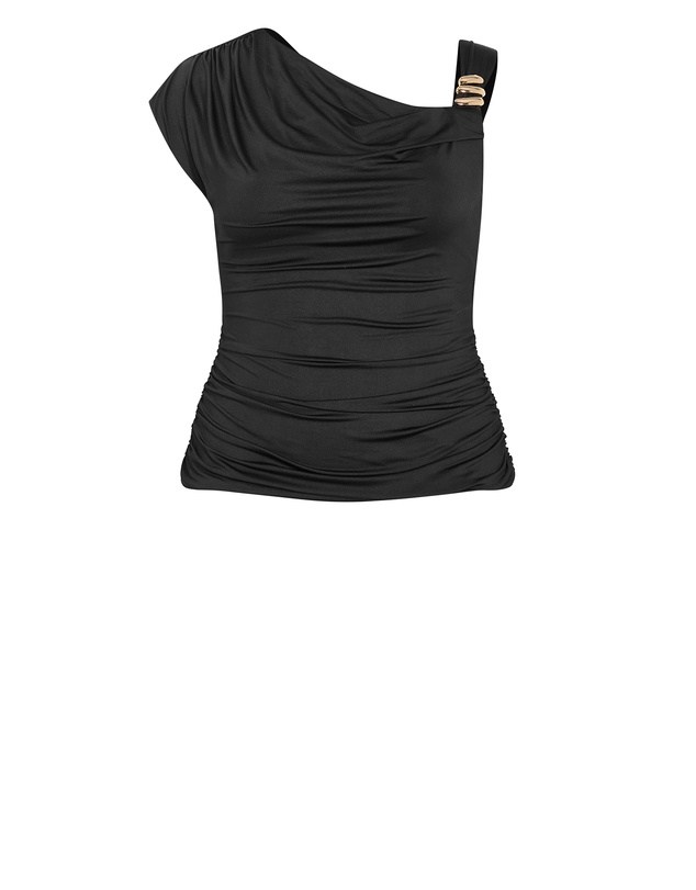 City Chic - Plus size Julie Strap Detail Top - black