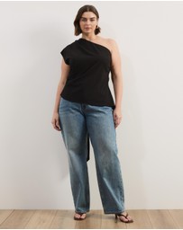 Atmos&Here Curvy - Charlotte One Shoulder Scarf Top