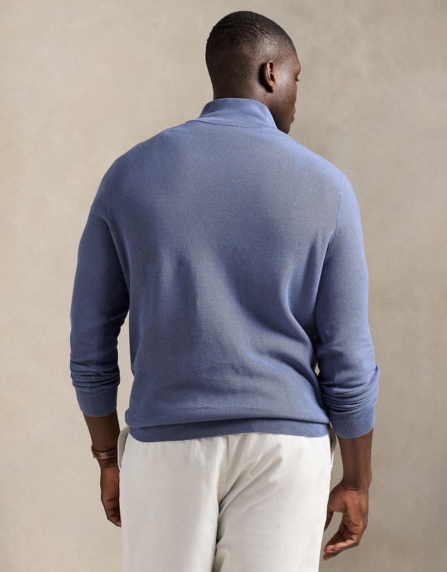 Polo Ralph Lauren - ICONIC EXCLUSIVE - Big & Tall - Mesh-Knit Cotton Quarter-Zip Sweater