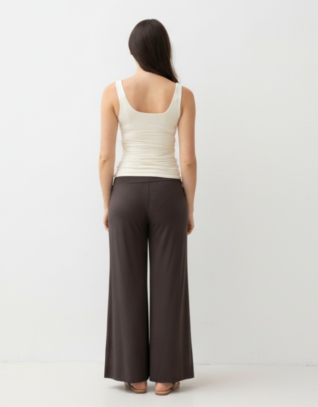 Angel Maternity - Debra Wide Leg Maternity Bamboo Pants in Cocoa