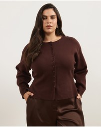 Atmos&Here Curvy - Rue Button Up Split Hem Knit Cardigan