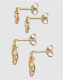 Elli Jewelry - Earrings Set Zirconia Cloverleaf 925 Sterling Silver Gold-Plated