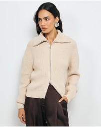 AERE - Clea Organic Cotton Zip Cardigan