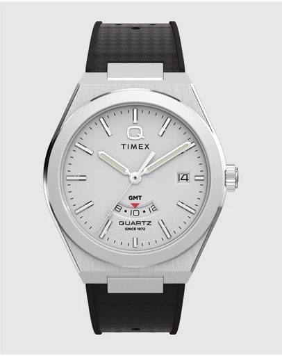 TIMEX - Q Timex® Continental GMT 39mm Synthetic Rubber Strap Watch
