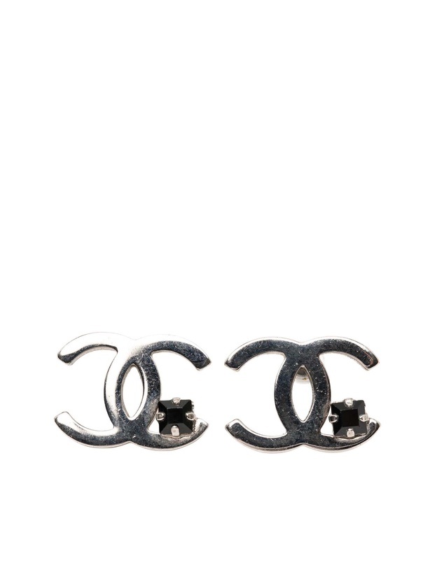 Pre-Loved by Azura Reborn - Pre-Loved Silver Plated CC Rhinestone Push Back Earrings