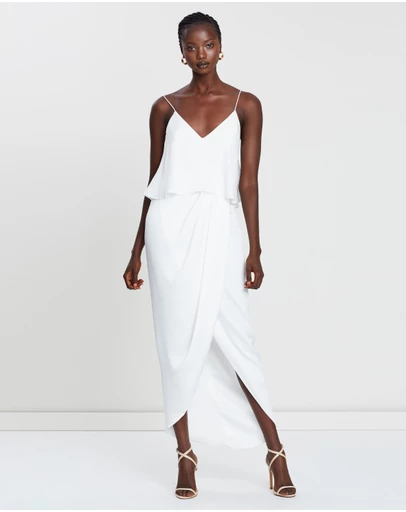 Shona Joy - Draped Cocktail Frill Dress