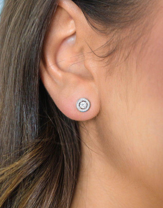Georgini - Milestone Cubic Zirconia Silver Halo Earrings