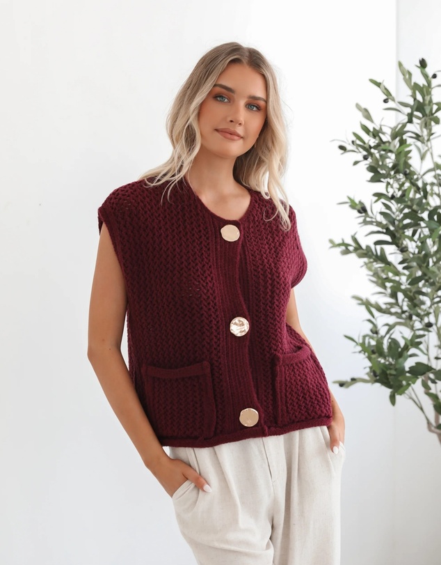 Esther & Co - Vasha Knit Top - Wine