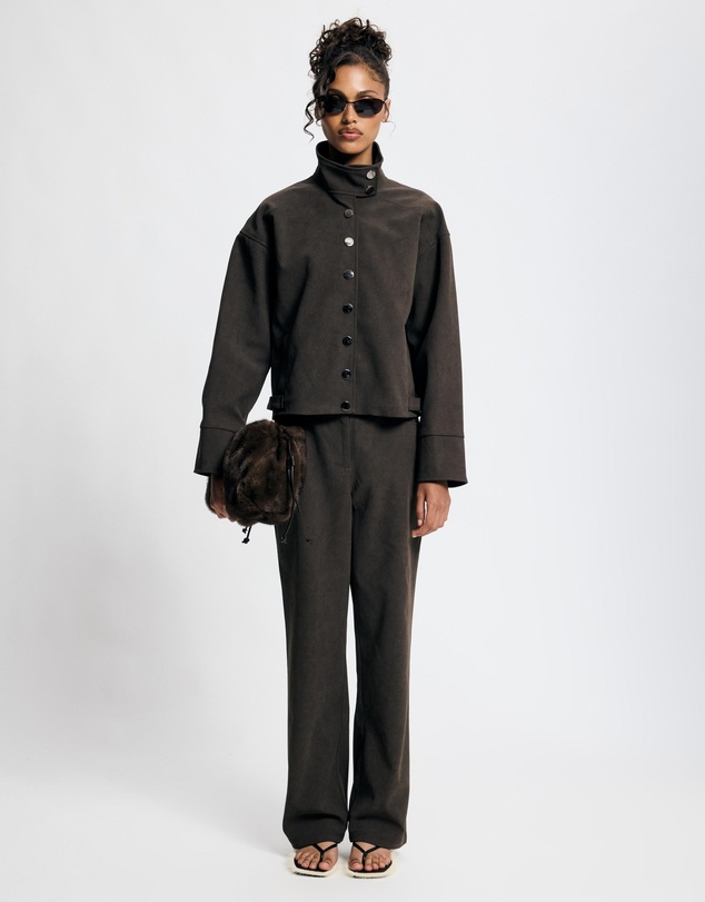 Lover - Lucinda Suede Look Funnel Neck Jacket