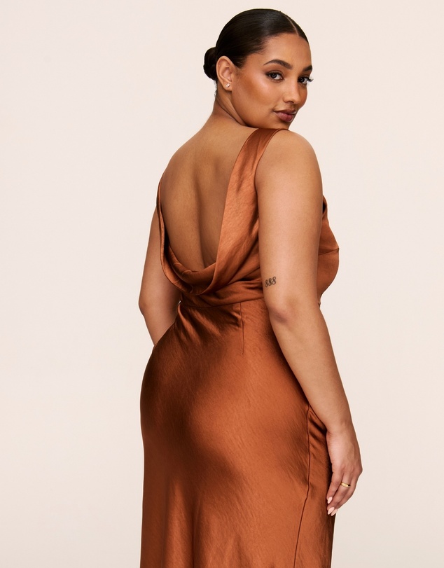 Six Stories - Cowl Back Satin Bridesmaid Dress