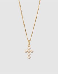 Elli Jewelry - Necklace Cross Pearl Communion 925 Sterling Silver Gold-Plated