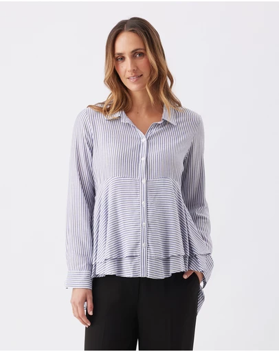 Ripe Maternity - Stripe Layered Peplum Shirt