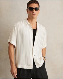 REISS - Melba SS Stripe Jacquard Cuban Shirt