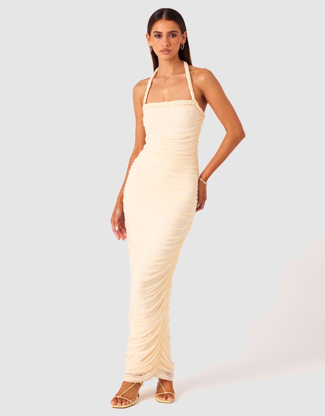 SNDYS - Gianna Ruched Halterneck Maxi Dress