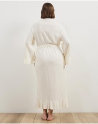 Atmos&Here Curvy - Melody Pointelle Wrap Robe With Frill Hem