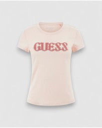 GUESS - Short Sleeve Pony Hair Logo T-Shirt