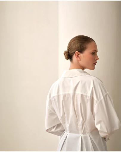 Trenery - Poplin Cinched Waist Shirt in White
