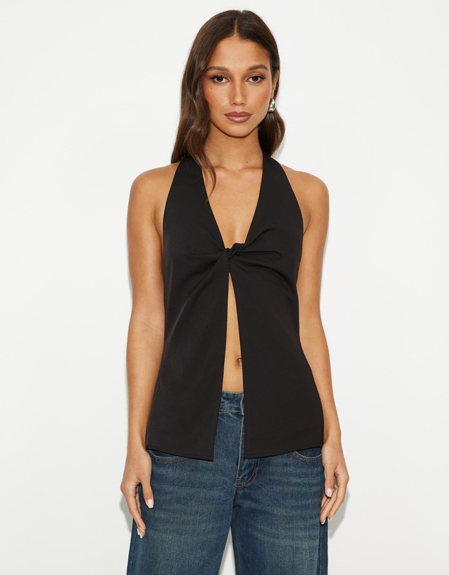 Dazie - Shaker Twist Halter Top