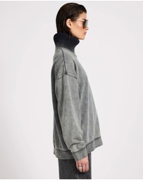 ONE TEASPOON - Fleece Roll Neck Sweater - Worn Black