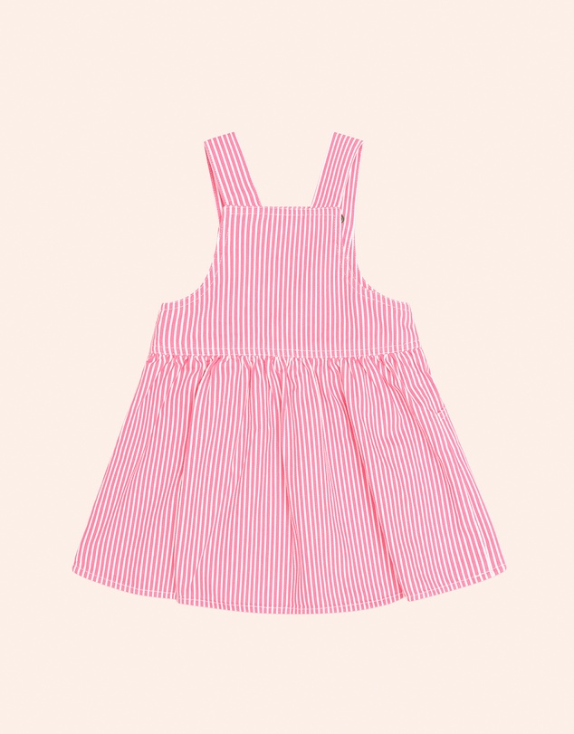 Huxbaby - Strawberry Embroidered Stripe Pinafore Dress - Babies-Kids