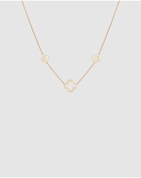 Elli Jewelry - Necklace Cloverleaf Symbol Luck with Zirconia in 925 Sterling Silver Gold Plated