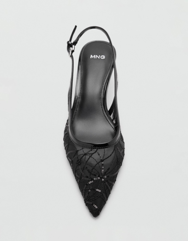 M.N.G - Kitten-Heel Shoes Embroidered with Sequins