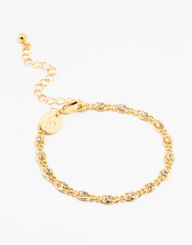 Lovisa - Gold Plated Brass Diamante Infinity Link Bracelet