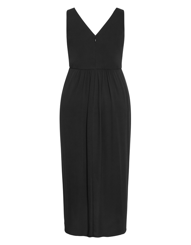 City Chic - Plus size Cherish V Drape Maxi Dress - black