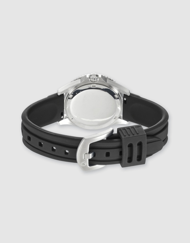 Maxum - Liberty Black Dial With Black Silicone Strap & Silver Tone Case
