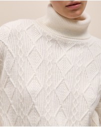 Trenery - Merino Cable Rollneck in Marshmallow