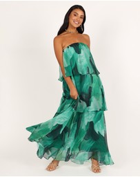 Petal & Pup - Bloom Strapless Maxi Dress - Green Floral