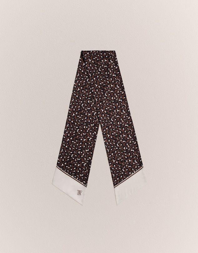 Trenery - Silk Leopard Scarf in Bitter Chocolate