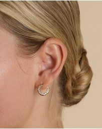 Astrid & Miyu - Spiral Crystal 18ct Gold Plated Hoops